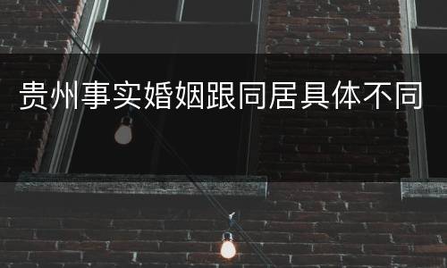贵州事实婚姻跟同居具体不同
