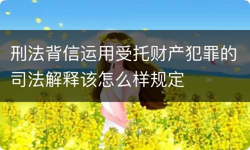 刑法背信运用受托财产犯罪的司法解释该怎么样规定