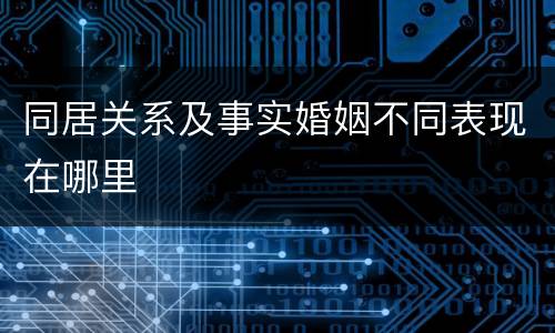 同居关系及事实婚姻不同表现在哪里