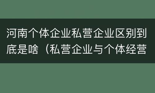 河南个体企业私营企业区别到底是啥（私营企业与个体经营企业的区别）