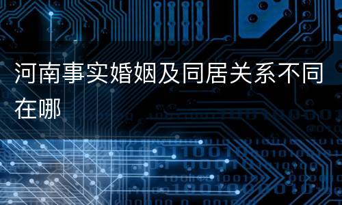 河南事实婚姻及同居关系不同在哪