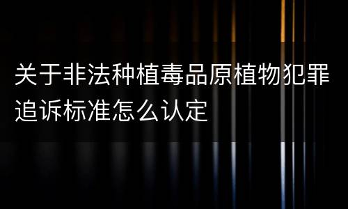 关于非法种植毒品原植物犯罪追诉标准怎么认定