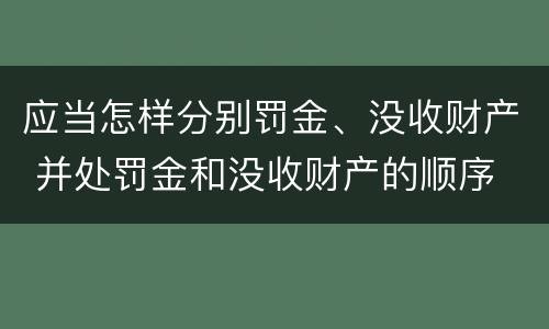 应当怎样分别罚金、没收财产 并处罚金和没收财产的顺序