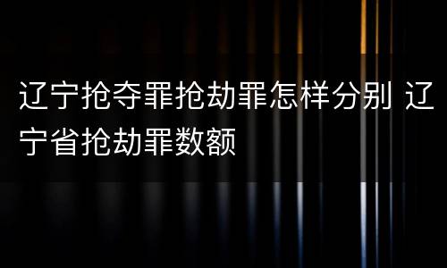 辽宁抢夺罪抢劫罪怎样分别 辽宁省抢劫罪数额