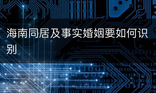 海南同居及事实婚姻要如何识别