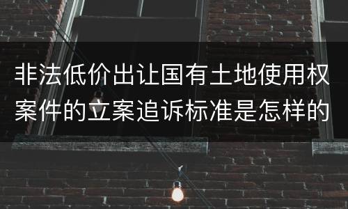 非法低价出让国有土地使用权案件的立案追诉标准是怎样的