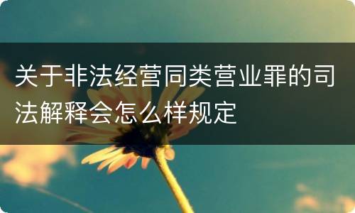 关于非法经营同类营业罪的司法解释会怎么样规定