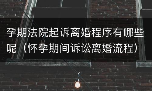 孕期法院起诉离婚程序有哪些呢（怀孕期间诉讼离婚流程）