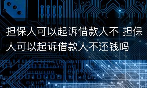 担保人可以起诉借款人不 担保人可以起诉借款人不还钱吗