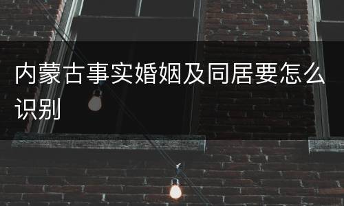 内蒙古事实婚姻及同居要怎么识别