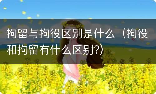 拘留与拘役区别是什么（拘役和拘留有什么区别?）