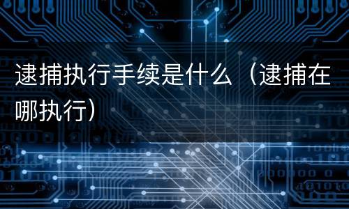 逮捕执行手续是什么（逮捕在哪执行）