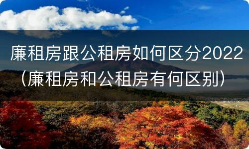 廉租房跟公租房如何区分2022（廉租房和公租房有何区别）