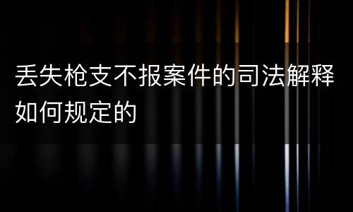 丢失枪支不报案件的司法解释如何规定的