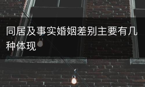 同居及事实婚姻差别主要有几种体现