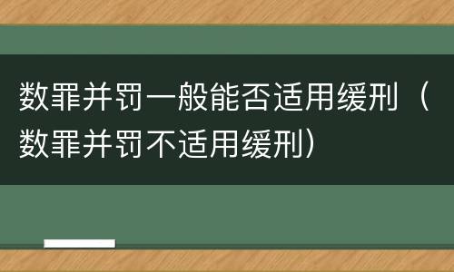 数罪并罚一般能否适用缓刑（数罪并罚不适用缓刑）