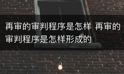 再审的审判程序是怎样 再审的审判程序是怎样形成的