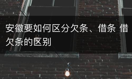 安徽要如何区分欠条、借条 借欠条的区别