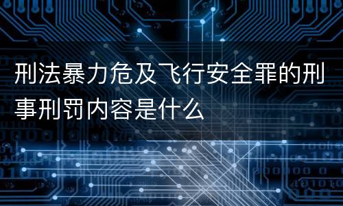 刑法暴力危及飞行安全罪的刑事刑罚内容是什么