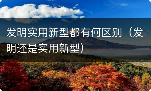 发明实用新型都有何区别（发明还是实用新型）