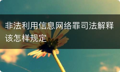 非法利用信息网络罪司法解释该怎样规定