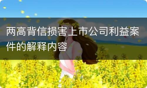 两高背信损害上市公司利益案件的解释内容