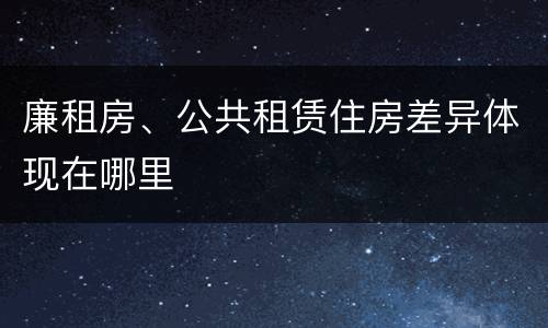 廉租房、公共租赁住房差异体现在哪里