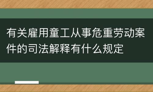 有关雇用童工从事危重劳动案件的司法解释有什么规定