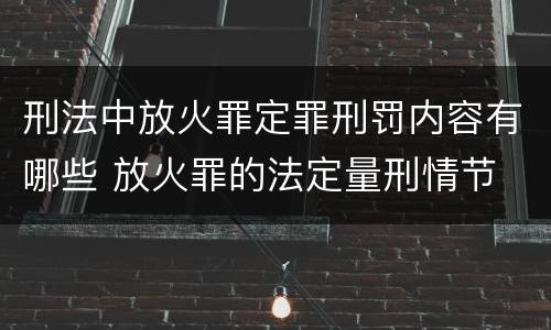 刑法中放火罪定罪刑罚内容有哪些 放火罪的法定量刑情节