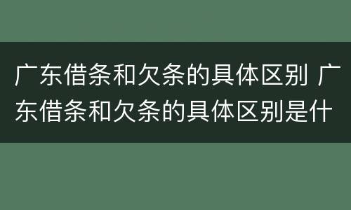 广东借条和欠条的具体区别 广东借条和欠条的具体区别是什么