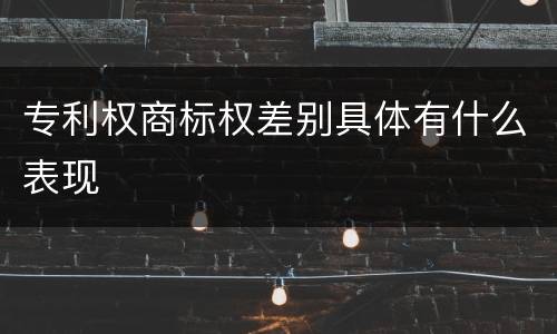 专利权商标权差别具体有什么表现
