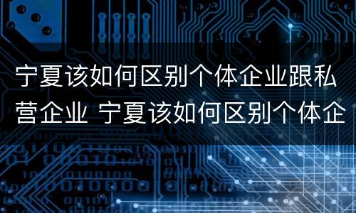 宁夏该如何区别个体企业跟私营企业 宁夏该如何区别个体企业跟私营企业