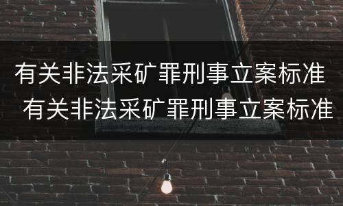 有关非法采矿罪刑事立案标准 有关非法采矿罪刑事立案标准规定
