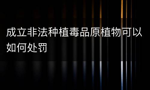 成立非法种植毒品原植物可以如何处罚