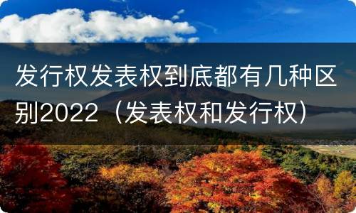 发行权发表权到底都有几种区别2022（发表权和发行权）