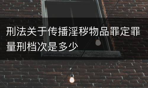 刑法关于传播淫秽物品罪定罪量刑档次是多少