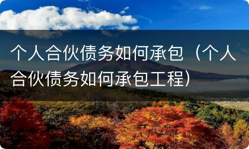 个人合伙债务如何承包（个人合伙债务如何承包工程）