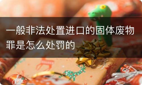 一般非法处置进口的固体废物罪是怎么处罚的