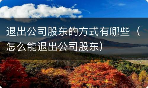 退出公司股东的方式有哪些（怎么能退出公司股东）