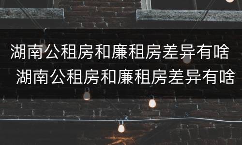湖南公租房和廉租房差异有啥 湖南公租房和廉租房差异有啥区别