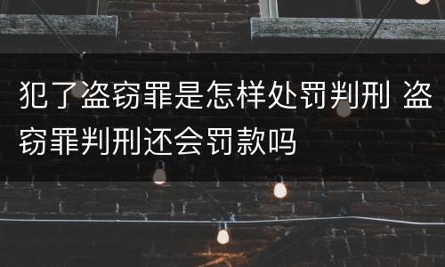 犯了盗窃罪是怎样处罚判刑 盗窃罪判刑还会罚款吗
