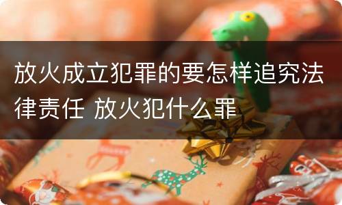 放火成立犯罪的要怎样追究法律责任 放火犯什么罪