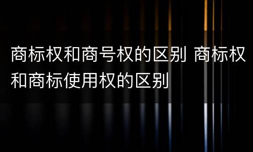 商标权和商号权的区别 商标权和商标使用权的区别