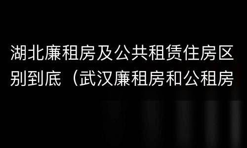 湖北廉租房及公共租赁住房区别到底（武汉廉租房和公租房的区别）