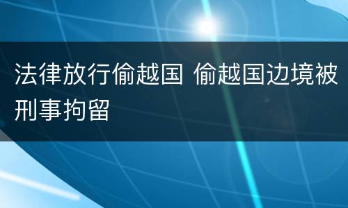 法律放行偷越国 偷越国边境被刑事拘留