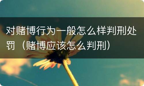 对赌博行为一般怎么样判刑处罚（赌博应该怎么判刑）