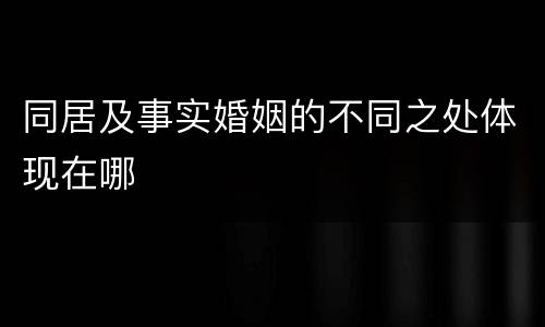 同居及事实婚姻的不同之处体现在哪