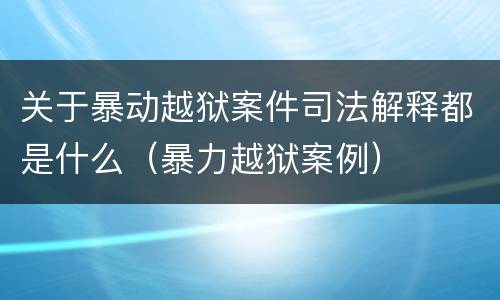 关于暴动越狱案件司法解释都是什么（暴力越狱案例）