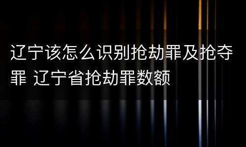 辽宁该怎么识别抢劫罪及抢夺罪 辽宁省抢劫罪数额