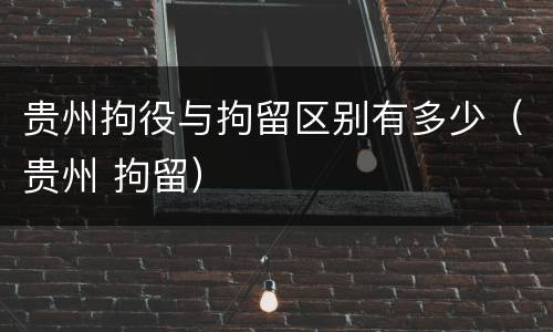 贵州拘役与拘留区别有多少(贵州 拘留)